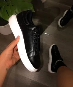LaModishBoutique New Arrivals Wang Sneaker - Black PU FINAL SALE