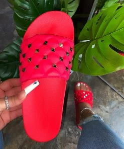LaModishBoutique Brigitta Studded Sandals-Red (FINAL SALE )