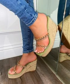 LaModishBoutique Evelynn Platform Wedges- Sage (FINAL SALE)