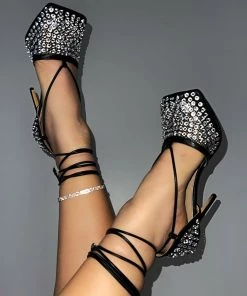 LaModishBoutique Larissa Sister Rhinestone Heels - Black