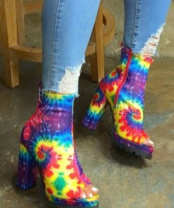 LaModishBoutique Kinsely Open Toe Platform Booties - Rainbow (FINAL SALE)