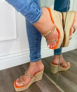 LaModishBoutique Evelynn Platform Wedges- Orange (FINAL SALE)