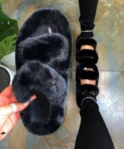 LaModishBoutique New Arrivals Aurora Double Slippers - Black
