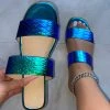 LaModishBoutique Ariel Sandals- Blue Holographic