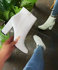 LaModishBoutique Bette Boots - White Wet Pu New Arrivals