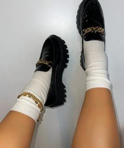 LaModishBoutique Raelyn Loafers - Black Patent PU