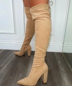 LaModishBoutique Wilson Thigh High Boots - Taupe