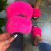 LaModishBoutique Lilenna Double Fluffy Slides - Hot Pink (FINAL SALE)