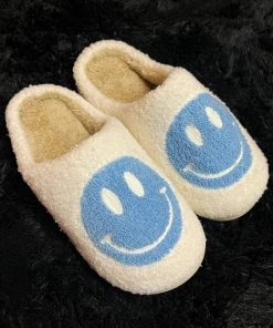 LaModishBoutique New Arrivals Smiley Slippers - Blue/White