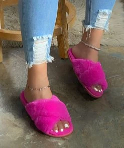 LaModishBoutique Jesse Criss-Cross Slipper - Pink (FINAL SALE)