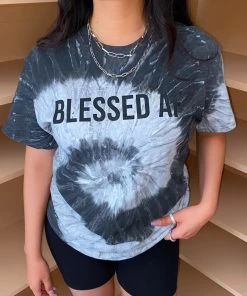 LaModishBoutique BLESSED AF T-Shirt - Black Tie Dye (FINAL SALE)