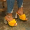 LaModishBoutique New Arrivals Joyce Fur Heels - Yellow