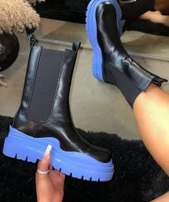 LaModishBoutique Salma Boots- Black/Blue