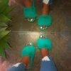 LaModishBoutique Daisy Fur Slides - Teal (FINAL SALE)