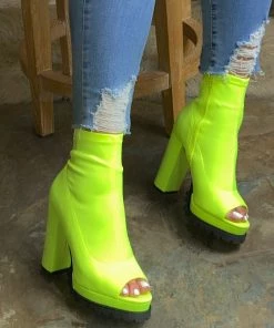 LaModishBoutique Kinsely Open Toe Platform Booties - Yellow (FINAL SALE)
