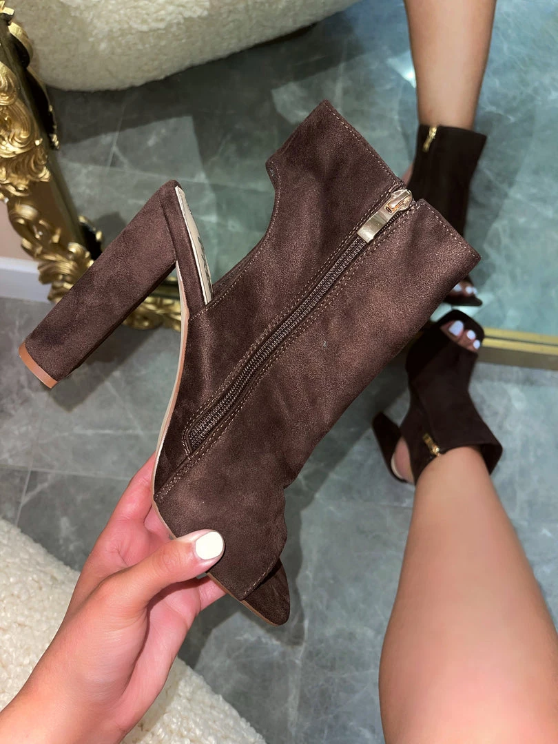 LaModishBoutique New Arrivals Everly Open Toe Boots - Brown FINAL SALE 1 LaModishBoutique New Arrivals Everly Open Toe Boots - Brown FINAL SALE