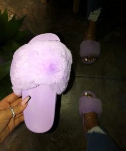 LaModishBoutique Daisy Fur Slides - Lilac ( Final Sale)