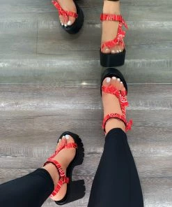 LaModishBoutique Marley Heels- Red Bandana (FINAL SALE)
