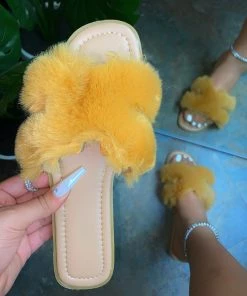 LaModishBoutique Ellie Fur Sandals-Nude (FINAL SALE)