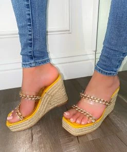 LaModishBoutique Evelynn Platform Wedges-Yellow (FINAL SALE)