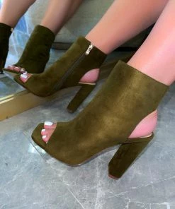 LaModishBoutique Everly Open Toe Boots - Olive FINAL SALE New Arrivals