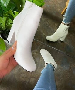 LaModishBoutique Bette Boots - White Wet Pu New Arrivals