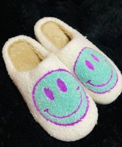 LaModishBoutique Smiley Slippers - Purple/Baby Blue New Arrivals